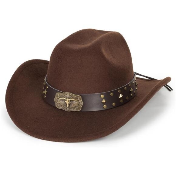 Men Classic Roll Up Fedora Hat with Buckle Belt Brown3 - Picture 1 of 7